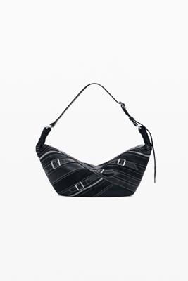 Kleine tas met leerlook en gespen - BLACK - U