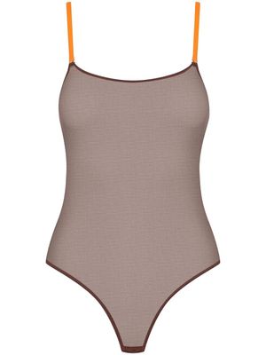 Maison Close body à empiècement en mesh - Marron
