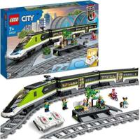 LEGO 60337 City Express-passagierstrein, locomotief speelgoed met afstandsbediening, koplampen, rails, voedselwagen, vanaf 7 jaar