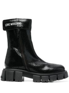 Love Moschino bottes à logo imprimé 50 mm - Noir