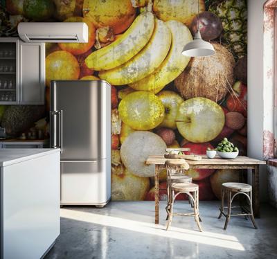 Fruit op beton Fotobehang stenen muur