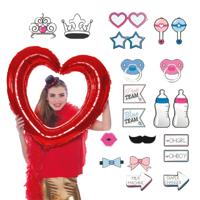 Foto prop set met frame - Verkleed accessoires - Gender Reveal thema - 21-delig - photo booth spul