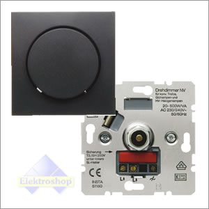 Berker B1/B3 dimmer met draaiknop voor conventionele trafo's (20-500W) antraciet