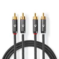 Nedis Stereo-Audiokabel | 2x RCA Male | 2x RCA Male | 2 m | 1 stuks - CATB24200GY20 CATB24200GY20