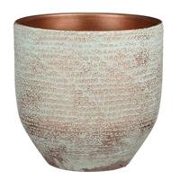 Mica Decorations Plantenpot - terracotta - koper|wit - D24|H22 cm