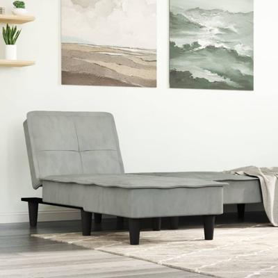 Chaise longue fluweel lichtgrijs