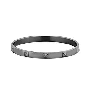 Kaliber Pyramid 7KB 0086L Stalen Bangle met Pyramides - Maat L - Grijs