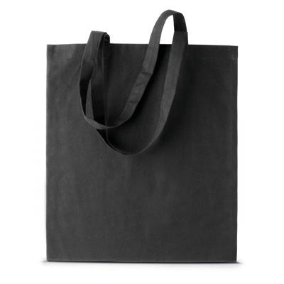 Shopper schoudertasje - zwart - katoen - 38x42 cm - met hengels - 11 liter