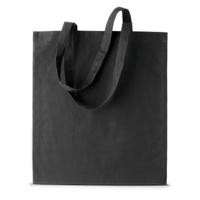 Shopper schoudertasje - zwart - katoen - 38x42 cm - met hengels - 11 liter