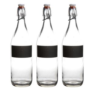 Cuisine Elegance set van 6x stuks weckfles met krijtbord vakje en beugelsluiting 980 ml