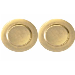 8x Diner onderborden goud glimmend 33 cm rond