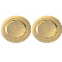 8x Diner onderborden goud glimmend 33 cm rond