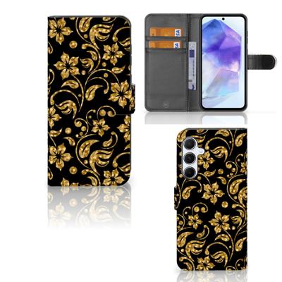 Samsung Galaxy A55 Hoesje Gouden Bloemen Samsung Galaxy A55 Hoesje Gouden Bloemen