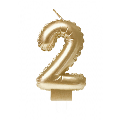 Folie Ballon Kaarsje Cijfer &apos;2&apos; Goud