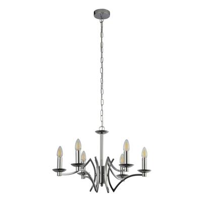 Searchlight 6-lichts kroonluchterAscot grijs met chroom - 41312-6CC