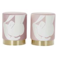 Voetensteun DKD Home Decor Scandi Gouden Wit Licht Roze 30 x 30 x 38 cm (2 Stuks)
