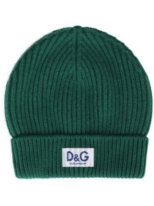 Dolce & Gabbana bonnet en cachemire à patch DG - Vert