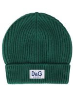 Dolce & Gabbana bonnet en cachemire à patch DG - Vert