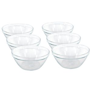 6x Glazen snackschaaltjes/keukenschaaltjes Pompei 14 cm/500 ml