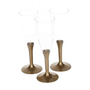 Plastic wijnglazen met gouden voet 10 stuks   -