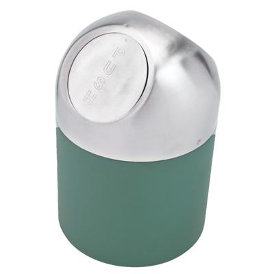 Excellent Houseware aanrecht Mini prullenbakje met klepdeksel - donkergroen - 1.3L - 17 cm - rvs
