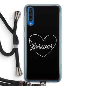 Forever heart black: Samsung Galaxy A50 Transparant Hoesje met koord