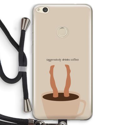 Aggressively drinks coffee: Huawei Ascend P8 Lite (2017) Transparant Hoesje met koord