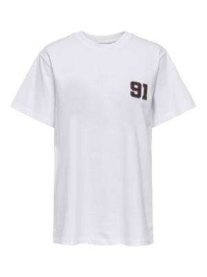 Only Onlrikka S/s Satin Print Top Box Cs Jrs T-shirt Korte Mouw Bright White Touchdown