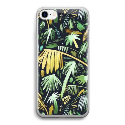 Tropical Palms Dark: iPhone SE 2020 Transparant Hoesje
