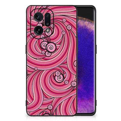 OPPO Find X5 Leuk Telefoonhoesje Swirl Pink