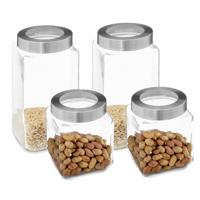 5Five voedsel voorraadpotten MIRO met draaideksel - 4x - glas - 1.2L en 2L - weckpotten