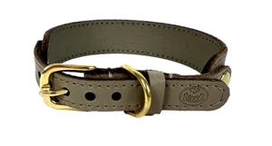 SAZZZ HALSBAND HOND SWEETIE CLASSIC LEER TAUPE 27-33X2,5 CM