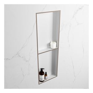 Wandnis Solid Surface Easy | In- en opbouw | 30x150x8 cm | 2 vakken | Smoke/Talc