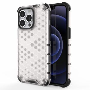 Lunso - Honinggraat Armor Backcover hoes - iPhone 13 Pro - Wit