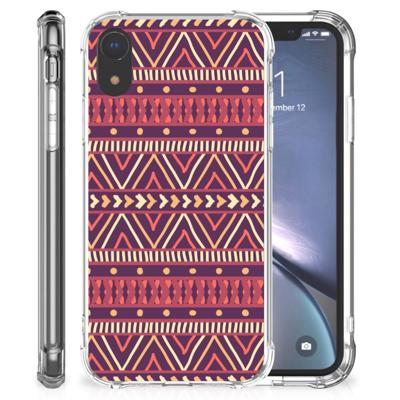 Apple iPhone Xr Doorzichtige Silicone Hoesje Aztec Paars Apple iPhone Xr Doorzichtige Silicone Hoesje Aztec Paars