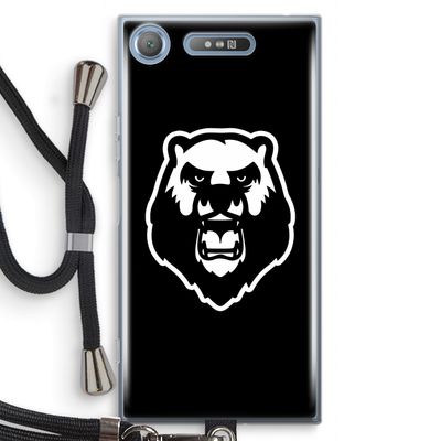 Angry Bear (black): Sony Xperia XZ1 Transparant Hoesje met koord