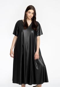 Yoek Dress A-line VEGAN LEATHER | Zwart | Maat 54/56