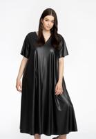 Yoek Dress A-line VEGAN LEATHER | Zwart | Maat 46/48