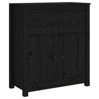 The Living Store Dressoir - Massief Grenenhout - 70x35x80 cm - Zwart