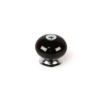 Deurknop Rei e517 Cirkelvormig Porselein Zwart Metaal 4 Stuks (Ø 40 x 36 mm)