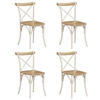 Kruisstoelen 4 st massief mangohout wit