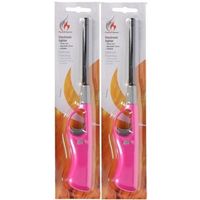 2x BBQ aansteker navulbaar roze 26 cm - Aansteker bbq