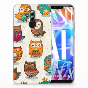 Huawei Mate 20 Lite TPU Hoesje Vrolijke Uilen