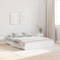 Opbergbedframe met hoofdeinde Wit 140 x 200 cm Bewerkt hout