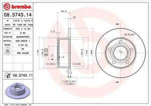 Remschijf BREMBO, Remschijftype: Massief, u.a. für Audi, VW, Skoda