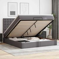 Ottoman bed met matras en LED's 180x200cm kunstleer grijs