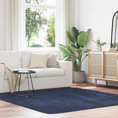 Hoogpolig vloerkleed NAVARRA 200x200 cm polyester marineblauw