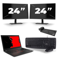Lenovo ThinkPad X280 - Intel Core i7-8e Generatie - 12 inch - 8GB RAM - 256GB SSD - Windows 11 + 2x 24 inch Monitor