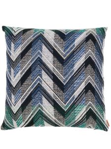 Missoni Home coussin rayé à patch logo - Bleu