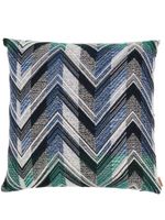 Missoni Home coussin rayé à patch logo - Bleu